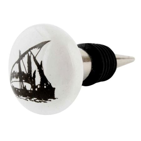 Ship Flat Ceramic Wine Bottle Stopper
